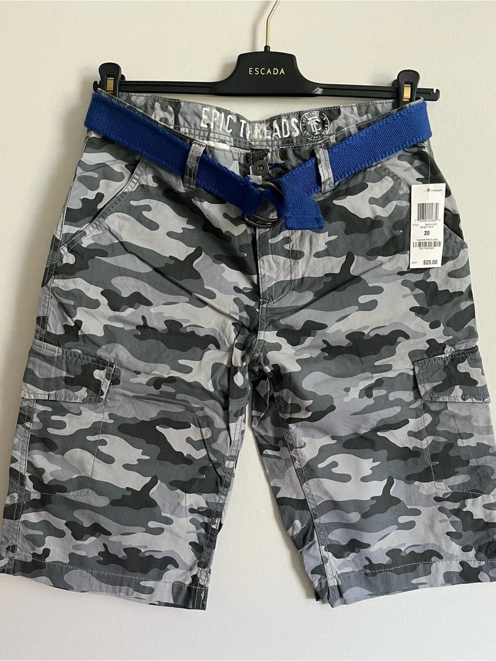 BNWT deadstock epic threads Y2K gray camo youth shorts